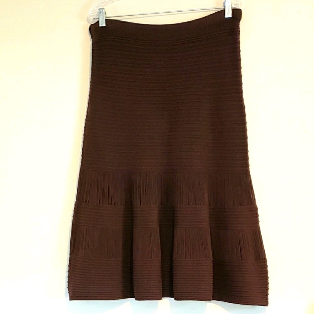 TORY BURCH CHOCOLATE BROWN KNIT SKIRT SZ M